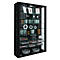 Wandkast Vitrosa Mini - B 590 x D 180 x H 910 mm - met LED-verlichting - 8 legborden - glas en hout - zwart