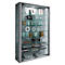 Wandkast Vitrosa Mini - B 590 x D 180 x H 910 mm - ZONDER LED-verlichting - 8 legborden - glas en hout - zilver