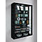 Wandkast Vitrosa Mini - B 590 x D 180 x H 910 mm - ZONDER LED-verlichting - 8 legborden - glas en hout - zwart