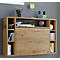 Wandschreibtisch Wandila, ideal für das Home Office, ausklappbare Tischplatte & 7 Fächer, B 900 x T 200/670 x H 600 mm, Holz, Honig-Eiche