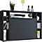 Wandschreibtisch Wandila, ideal für das Home Office, ausklappbare Tischplatte & 7 Fächer, B 900 x T 200/670 x H 600 mm, Holz, schwarz