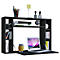 Wandschreibtisch Wandila, ideal für das Home Office, ausklappbare Tischplatte & 7 Fächer, B 900 x T 200/670 x H 600 mm, Holz, schwarz
