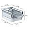 Metal storage box with dimensions: 103 mm, 165 mm, 75 mm, 136 mm and 94 mm. The box is gray and has a bevelled edge.