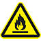 Yellow warning triangle with black flame. The symbol warns of flammable substances.