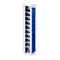 Wasgoedkast, afsluitbaar, met 10 vakken, hoogte 1800 mm, lichtgrijs/gentiaanblauw