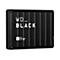 Schwarze externe Festplatte von WD_Black. Aufschrift in Weiß: WD_BLACK, P10 Game Drive 2.5" HDD.