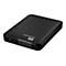 Disque dur externe noir WD Elements avec logo et port USB, sur fond blanc.