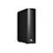 Disque dur externe noir WD Elements, fond blanc. Logo et texte en bas.