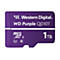 Violette microSD-Karte mit Western Digital und WD Purple QD101-Schriftzug. Kapazität: 1 TB.