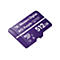 Une carte micro SD violette de Western Digital. Texte: WD Purple QD101 512 Go.