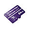 Violette SD-Karte mit Aufschrift Western Digital WD Purple QD101 64GB.