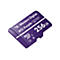 Eine violette Micro-SD-Karte mit den Aufschriften Western Digital, WD Purple, QD101 und 256GB.