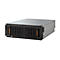 Ein grauer Server-Rack mit schwarzen Details und orangefarbenen Akzenten. Der Rack-Grill hat eine rechteckige Lochung.