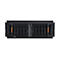 Schwarzes Server-Rack mit Lochmuster. Links und rechts Griffe mit orangenen Akzenten.