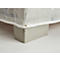Gray box with a white, square net, which has a silver eyelet ring. The net covers something in the background.