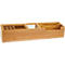 Bamboo desk organizer, divided into compartments for pens, notes, and accessories.