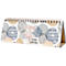 Desk calendar with spiral and floral patterns and the lettering "enjoy life".