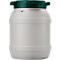 Weithalsfass, Volumen 6 l, mit Deckel, mit UN-Zertifizierung, wasserdicht, stapelbar, L 198 x B 198 x H 265 mm, R-HDPE, grau-grün
