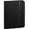 Black file folder with zipper, leather look, Swiss cross logo.