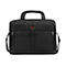 Schwarze Laptoptasche mit Tragegriff und Schulterriemen, Wenger-Logo.