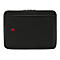 Schwarze Laptoptasche mit abgerundeten Ecken und rotem Schweizer Kreuz Logo auf weißem Grund.