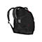 Schwarzer Rucksack von hinten. Gepolsterte TrÃ¤ger und RÃ¼cken, graue Akzente, roter ReiÃŸverschluss. Logo-Label auf dem RÃ¼cken.