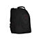Schwarzer Rucksack mit roter Naht, Griff und Logo auf hellem Hintergrund.