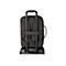 Dunkelgrauer Trolley-Rucksack mit schwarzem Gestänge, auf weißem Hintergrund.
