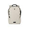 Beigefarbener Rucksack mit schwarzen Details und Logo.