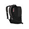Dunkelgrauer Rucksack mit 'Wenger'-Logo. Details: gepolsterte Gurte, 'Airflow'-Belüftung, schwarzes Netzmaterial.