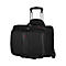 Black rolling suitcase with extendable handle and red details. On a white background.