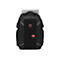 Schwarzer Rucksack mit roter Akzenten, Laptop im Fach. Auf der Front 'Gamer' Logo.