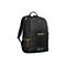 Schwarzer Rucksack mit dunkelgrauen und gelben Akzenten. Oben befindet sich ein Griff, auf der Front das Logo.