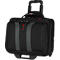 Black rolling laptop bag with gray accents, red logo, and extendable handle.