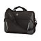 Schwarze Laptoptasche mit Tragegriff, Schultergurt, Reißverschlüssen und Wenger Logo. Vor weißem Hintergrund.