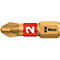 Goudkleurige schroevendraaierbit met rode band, opschrift "2" en het Wera-logo.