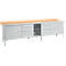 Werkbank in kastuitvoering Schäfer Shop Select PWi 300-2, beuken multiplexplaat, met stalen rand, tot 750 kg, B 3000 x D 700 x H 840 mm, wit aluminium