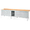 Werkbank in kastuitvoering Schäfer Shop Select PWi 300-2, beuken multiplexplaat, met stalen rand, tot 750 kg, B 3000 x D 700 x H 840 mm, wit aluminium
