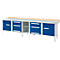Werkbank in kistuitvoering Schäfer Shop Select PWi 300-2, ESD, beuken multiplexplaat, met stalen deksel, tot 750 kg, B 3000 x D 700 x H 840 mm, lichtgrijs/ gentiaanblauw