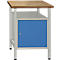 Werkbank met 1 deur en 1 legbord, B 600 x D 600 x H 840 mm, grijs/gentiaanblauw