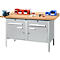 Werkbank met kasten Schäfer Shop Select PWi 150-0, beuken multiplexplaat, tot 750 kg, B 1500 x D 700 x H 840 mm, blank aluminium