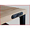 Nahaufnahme einer Werkbank-Ecke. Holzplatte mit Logo-Schild 'KS TOOLS' und schwarzem Bein.