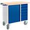 Werkbank mit Schrank, 6 Schubladen und 2 Lenkrollen/2 Bockrollen