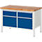 Werkbank Modell 8466, 2 Schubladen, 2 Türen, höhenverstellbar, B 1250 x T 700 x H 840-1040 mm