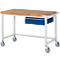 Werkbank serie 8000, verrijdbaar, met hangende schuiflade, B 1250 x D 700 x H 880 mm