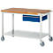 Werkbank serie 8001, verrijdbaar, met schuiflade, met legbord, B 1250 x D 700 x H 880 mm