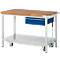 Werkbank serie 8001, verrijdbaar, neerlaatbaar, schuiflade, B 1250 x D 700 x H 880 mm