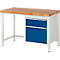 Werkbank serie 8152, vast, in hoogte verstelbaar, schuiflade, B 1250 x D 700 x H 840-1040