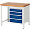 Werkbank serie 8162, in hoogte verstelbaar, 4 schuifladen, B 1000 x D 7000 x H 840 - 1040 mm