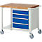 Werkbank serie 8162, verrijdbaar, 4 schuifladen, B 1000 x D 700 x H 880 mm